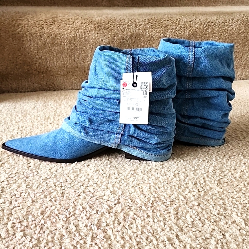 Zara denim slouch booties